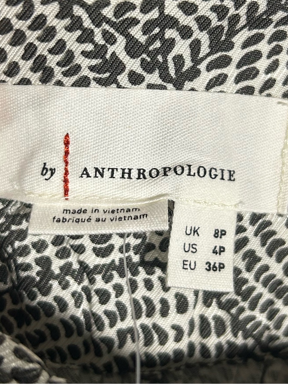 Anthropologie Wide Leg Printed Palazzo Pants Black Cream Size 4P - Picture 8 of 16